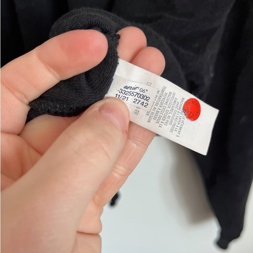 Aerie Black Terry Cloth Sweatshirt with Cinched Back/Front Size Medium - Picture 7 of 11